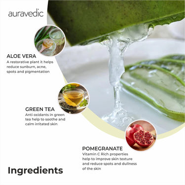 Auravedic Pure Aloe Vera Gel With Green Tea – Pack of 2 (200gm Each), Multi-Purpose Gel For Face, Hair, Under Eyes & Acne, Hydrating & Paraben-Free Formula For Glowing Skin